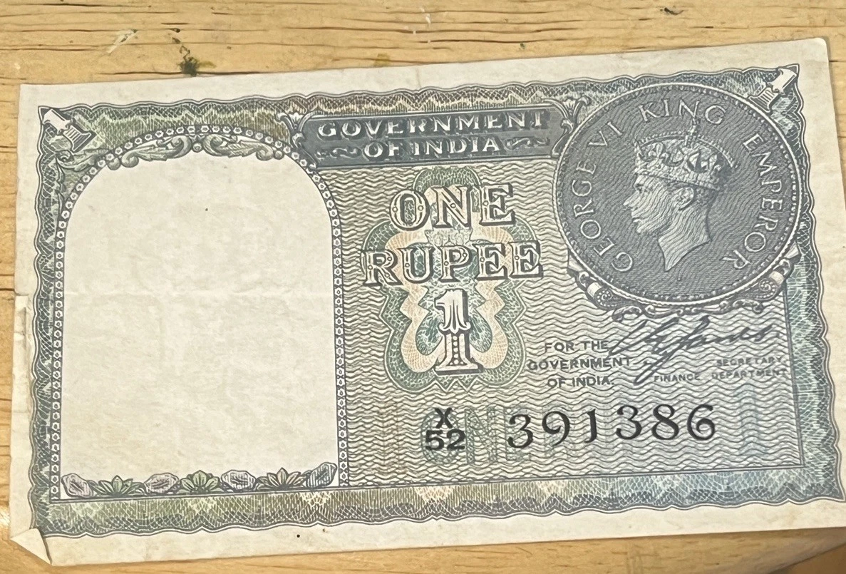 インド政府 1940年代 1ルピー紙幣キングジョージ6世 1940 India Rupee In Indian Paper Money for sale | eBay