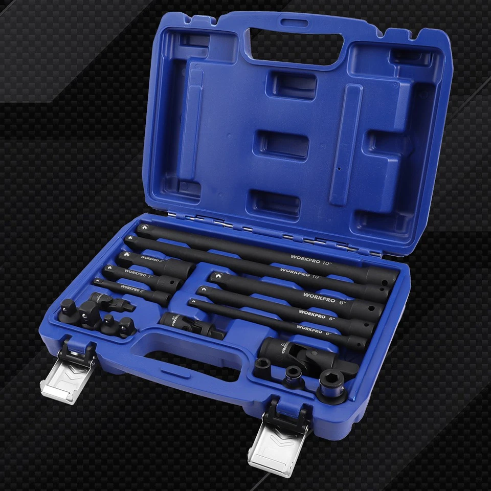 WORKPRO 18PCS 1/4"&3/8"&1/2" Drive Tool Accessory Set Socket Adapter Extensions - Image 1 of 4