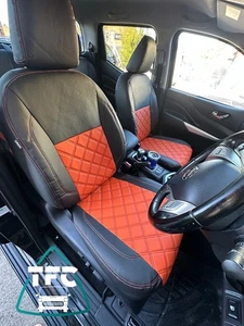 SEAT COVERS FOR Nissan Navara FULL ECO LEATHER CUSTOM MADE COVERS - Picture 1 of 10