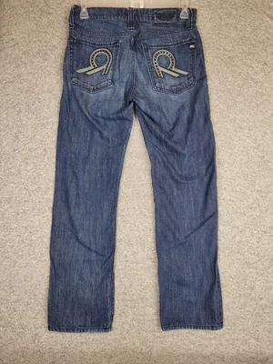 Rock & Republic Jeans Mens 31 Blue Straight Leg Embroidered Studded Pockets - Image 1 of 4