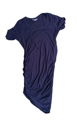 Motherhood Maternity Womens Sz L Maxi Dress Solid Blue Short Sleeve - Image 1 of 3