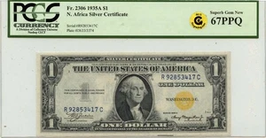 1935A $1 Silver Certificate North Africa WWII FR#2300 PCGS Superb GEM 67 PPQ GCC - Picture 1 of 2