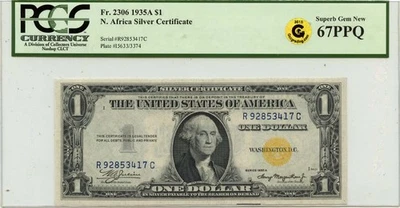 1935A $1 Silver Certificate North Africa WWII FR#2300 PCGS Superb GEM 67 PPQ GCC - Image 1 of 2