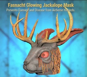 Fallout 76 Xbox Items! Fasnacht Glowing Jackalope Mask! - Picture 1 of 1