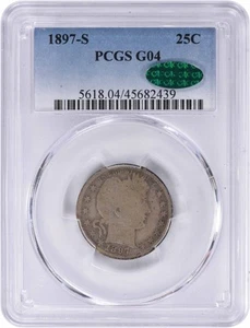 1897-S Barber Silver Quarter Centered Mint Mark G04 PCGS (CAC) - Bild 1 von 2