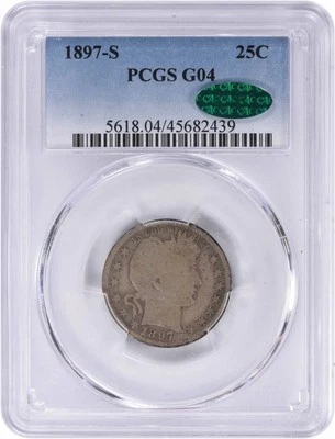 1897-S Barber Silver Quarter Centered Mint Mark G04 PCGS (CAC) - Image 1 of 2