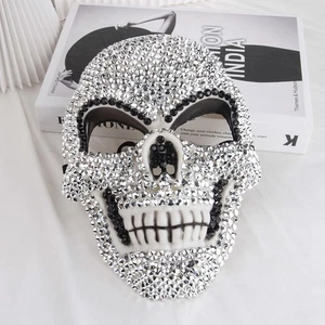 HOT Halloween Full Face Full Diamond Skull Mask Masquerade Party Dress Up Unisex - Picture 1 of 6