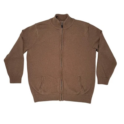 L.L. Suéter cárdigan Bean XXL alto marrón con cremallera 100 % algodón tejido para hombre Foto 1 de 4
