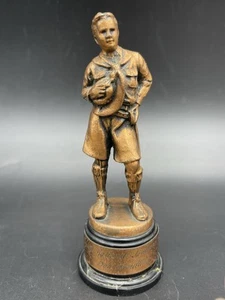 Antique Boy Scouts of America BSA Metal Trophy McKenzie Boy Statue 5.5" - Picture 1 of 9