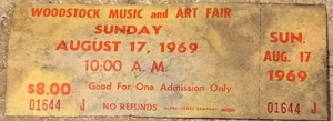 THE WOODSTOCK 1969 TICKET UNUSED ORIGINAL SUNDAY JIMI HENDRIX JANIS JOPLIN COA - Picture 1 of 4