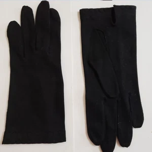 Vintage Ladies Gloves Black Cotton Wear Right 7 1/2 Never Worn 9 Inch Length - Picture 1 of 5