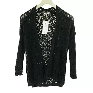 BERSHKA Black Embroidered Cardigan Sweater Jumper Size S - Picture 1 of 10