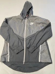 Womens NIKE Gray Bonded Windrunner Jacket Sz L - Picture 1 of 6