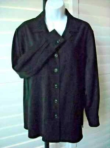 Talbots Petites Black Lightly Ribbed Button Down Top Blouse Shirt Petite Size S - Picture 1 of 2