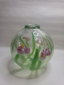 Vintage Art glass signed Wolkoff 1982 Hand Blown Ball Budvase Floral paperweight - Picture 1 of 6