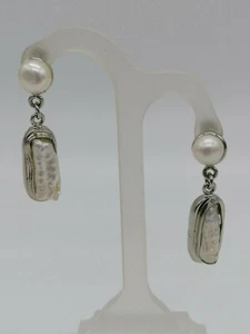 Damen Ohrringe Hängend Natürliche Perlen Und Stahl - Bild 1 von 9