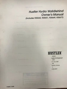 Hustler Owners Manual Hydro Walk Behind Mowers #778845 - Picture 1 of 1