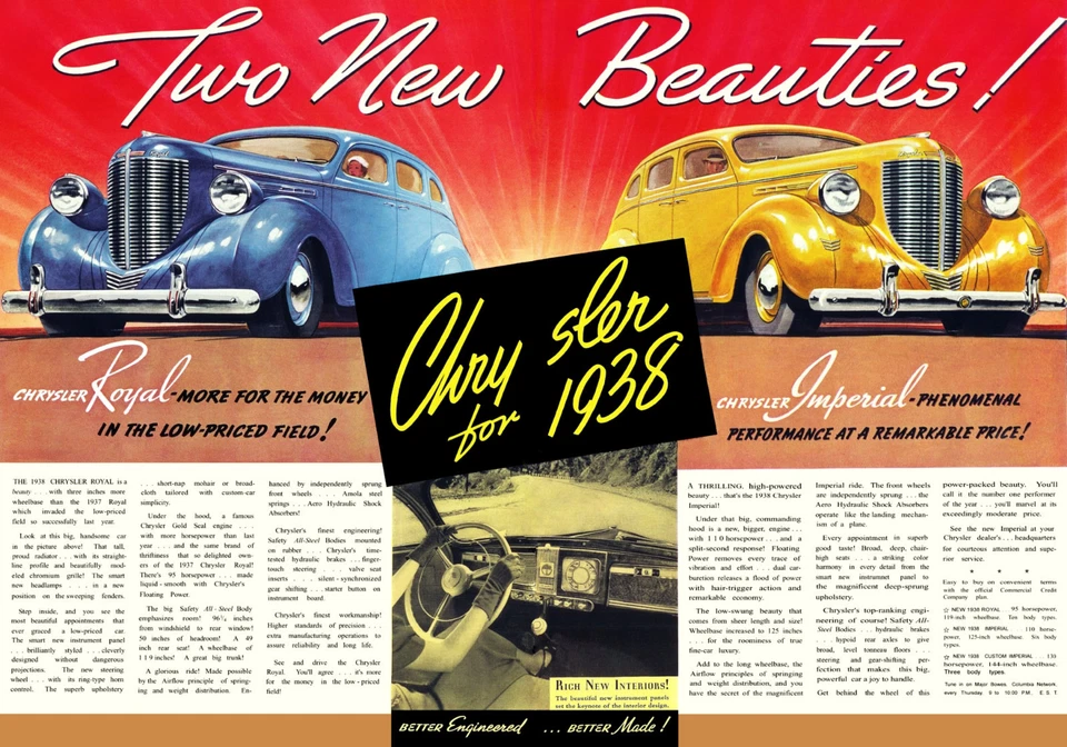 1938 "Chrysler For 38"  Showroom Floor Wall Manufactures Ad 11 x 17 Giclee Print - Image 1 of 1