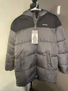 Lands End Yourh Puffer Parker Water Resistant Size 14-16 Gray /Black - Picture 1 of 5