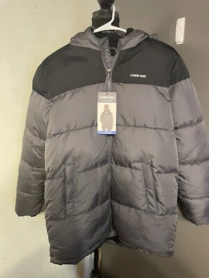 Lands End Yourh Puffer Parker resistente al agua talla 14-16 gris/negro Foto 1 de 4
