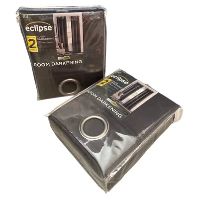 Eclipse Room Darkening "Pewter" Curtain Panels 37 in x 84 in (2 Packs/4 Panels) - Image 1 of 3