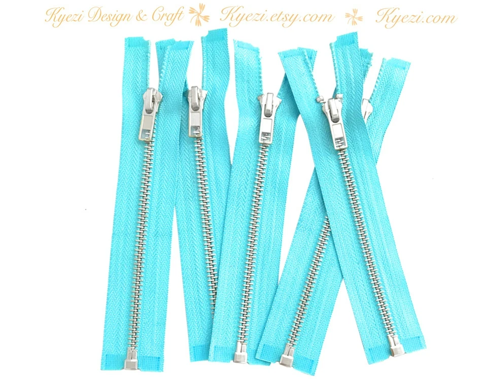 5 - 10 pcs Silver Separating Jacket Zipper, Gauge 5 Zippers - 22", 24", 26", 28" - Image 1 of 4