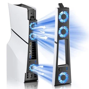External Cooling Fan For PS5 Slim Disc/Digital Console Cooler Fan LED + USB 3.0 - Picture 1 of 10