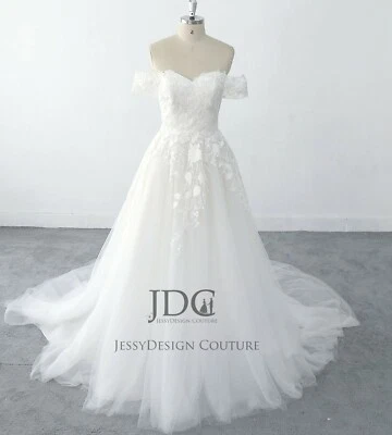 Único Vestido de Novia de Encaje Vestido de Novia 2-28W Retrato Blanco Capilla Tren Red Suave Foto 1 de 4