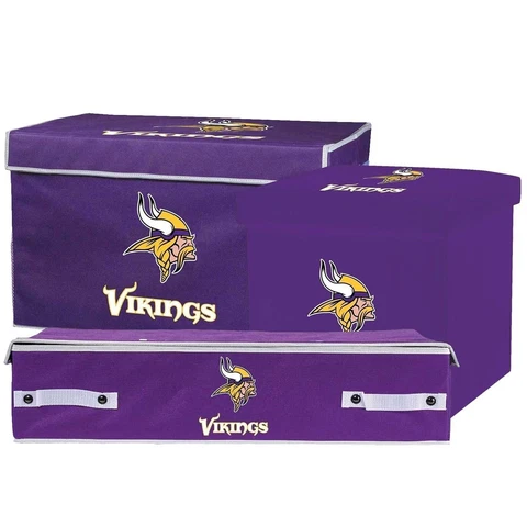 Minnesota Vikings NFL Collapsible Footlocker, Ottoman & Under the Bed Bin Cover