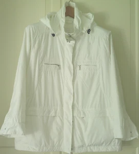 Marina Rinaldi*Tolle Übergangsjacke-Outdoor*Gr. 29 50-52 weiß integrierte Kapuze - Bild 1 von 6