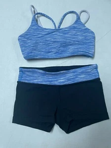 LULULEMON IVIVVA BLACK STRETCHY BOOTY DANCE GYMNASTIC SHORTS & BRALETTE 7 - Picture 1 of 4