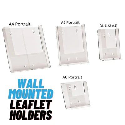 Wall Mounted Leaflet Holders Postcard Brochure DL A5 A4 Menu Dispenser Displays - Image 1 of 4