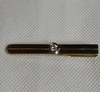 Fine 14k Multi-tone Gold Genuine Brilliant Diamond Men’s Tie Clip - Image 1 of 4