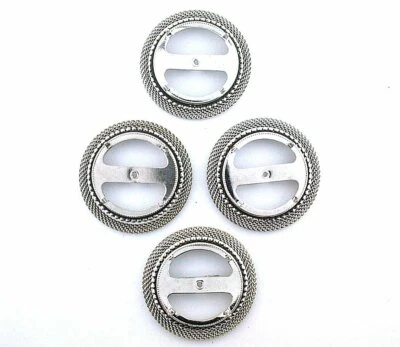 FOUR SILVER COLOR MESH 30MM ROUND CABOCHON CAB HALF DOLLAR   BOLO TIE MOUNTING - Image 1 of 2