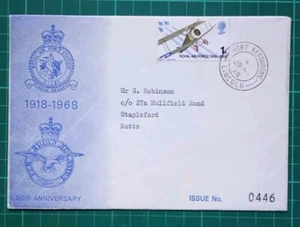 1968 ANNIVERSARIES 1/- stamp RAF Digby FDC Digby Aerodrome Lincoln CDS - Picture 1 of 3