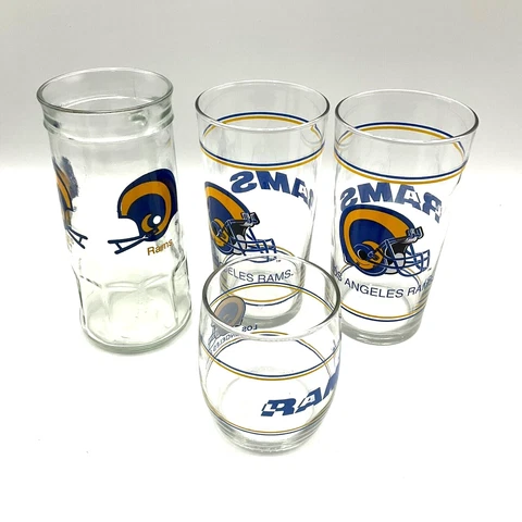 Vintage LA Los Angeles Rams Glass Beer Mug and more LOT 5 1/2 Inches Tall Cover