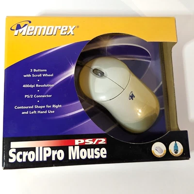 Memorex ScrollPro Mouse PS/2 Right or Left Handed 3 Button Scroll Wheel Open Box - Image 1 of 4