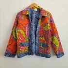 Eaglefeather Designs Handmade Bird Print Quilted Open Style Jacket Size XL