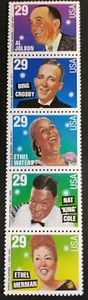 US * 19944  29 CENT, POPULAR SINGERS VERTICAL STRIP OF 5 STAMPS,  MNH - Picture 1 of 2