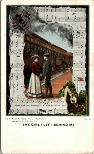 The Girl I Left Behind Me Music Couple Train Boarding PJ Plant Postcard UND - Picture 1 of 2