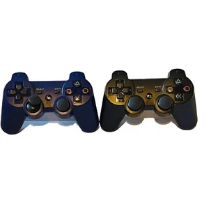 2 Sony Playstation 3 DualShock 3 Wireless Controllers Black And Blue - Picture 1 of 6