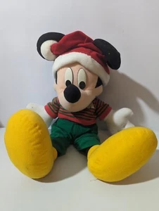 Mickey Mouse 20" Christmas Plush Santa Hat & Green & Red Striped Sweater Disney - Picture 1 of 4