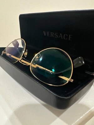 Monturas de gafas Versace doradas para hombre nuevas lentes redondas Foto 1 de 4