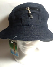 Bucket Hat Blue Denim with Zipper Pouch Unisex