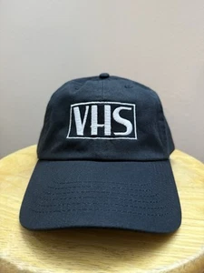 VHS Video Home System 70s Logo Unisex Strap Back Hat Black Retro Ball Cap - Picture 1 of 3
