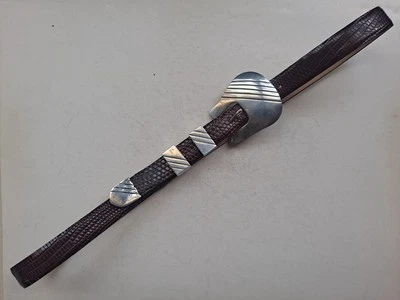 Vintage Sterling Silver JR Santa FeJames Reid Buckle Set Alligator Belt - Image 1 of 4