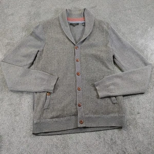 Ted Baker Cardigan Mens Size 3 Grey Shawl Collar Knit Casual Button Front - Picture 1 of 7