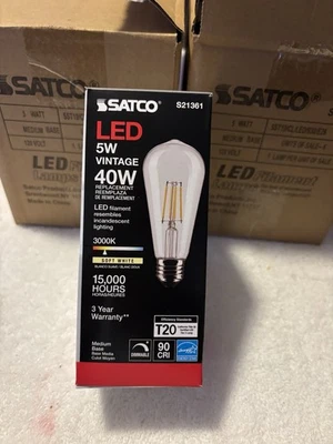 Satco S21361 - 5 Watt ST19 LED Clear Vintage Edison Light bulb - 3000K - 11 Pack - Image 1 of 2