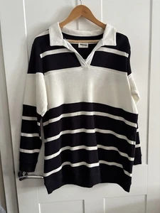 NEXT gestreiftes Top marineblau & cremefarben – Größe 14 Rugby-Poloshirt – Damen - Bild 1 von 15