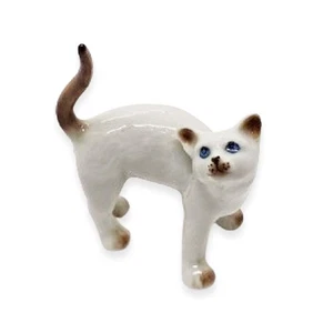 Tiny 2" White Brown Pointed Shorthair Siamese Cat Standing Look Up Figurine -... - Bild 1 von 9